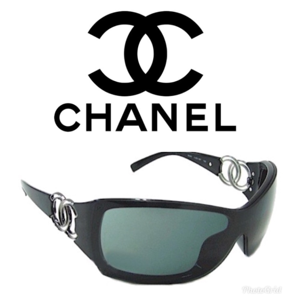SALE🎉CHANEL Sunglasses Shield Black Silver 6020